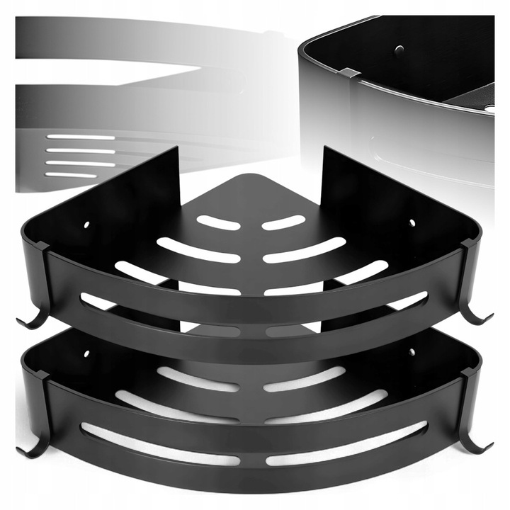 Raft coltar din aluminiu, Kanza, montaj autocolant sau cu suruburi, stil modern, 30x45cm