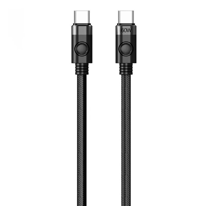 Кабел за зареждане Orico 60W USB-C към USB-C, 1m, черен, бързо зареждане