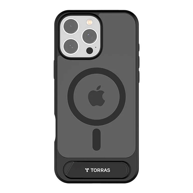 Carcasa Torras Pstand Series cu suport compatibila cu iPhone 16 Pro, Negru