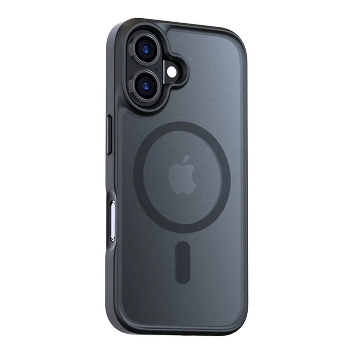 Husă Torras Guardian Magnetic pentru iPhone 16 Plus, neagră, silicon, cu protecție la șocuri