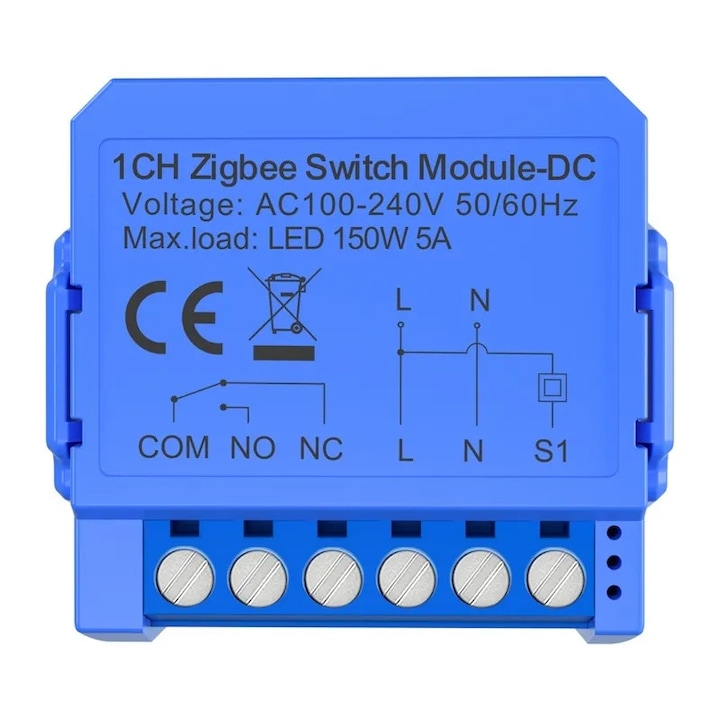 Modul de comutare ZigBee cu 1 canal cu contact fara tensiune Avatto ZWSM16-DC32V-1