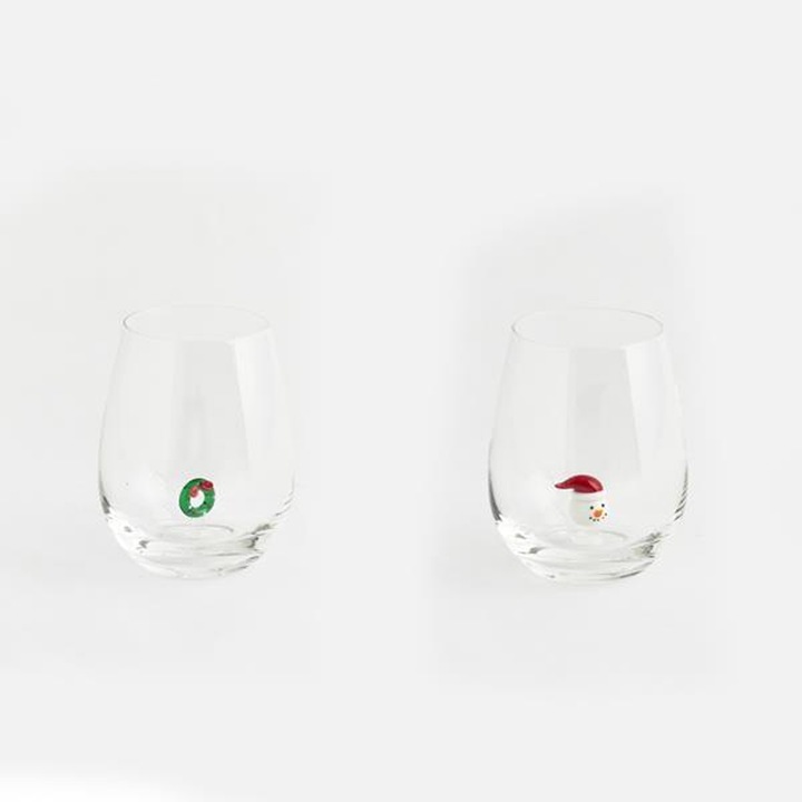 Set 2 pahare tematica Craciun Eurolamp sticla transparenta