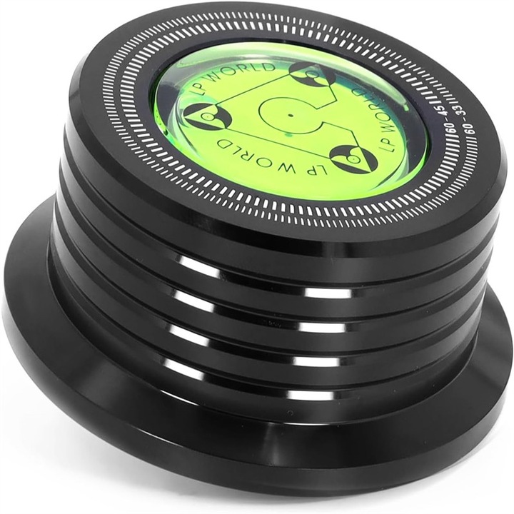 Stabilizator pentru pick-up, AjieQaQ, 50Hz, Stabilizator disc vinyl, puck metalic pentru pick-up, aluminiu, pentru toate tipurile de pick-up-uri, 76*34mm, negru