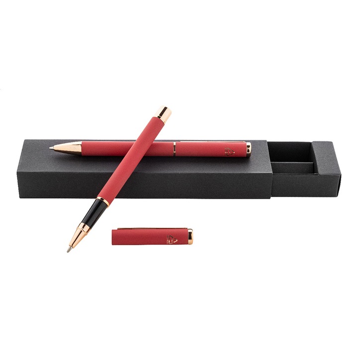 Set pix si roler, rosu, Piksel, cu invelis din silicon, in cutie carton