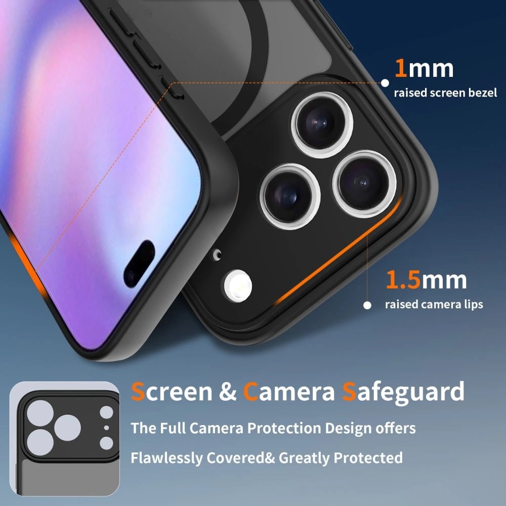 Husa pentru iPhone 17 Pro Max cu protectie pentru lentile si MagSafe EasyCharge, Ghost Series Anti-ingalbenire - Cosmic Orange