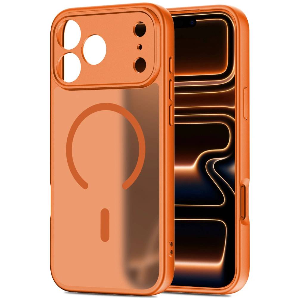 Husa pentru iPhone 17 Pro Max cu protectie pentru lentile si MagSafe EasyCharge, Ghost Series Anti-ingalbenire - Cosmic Orange