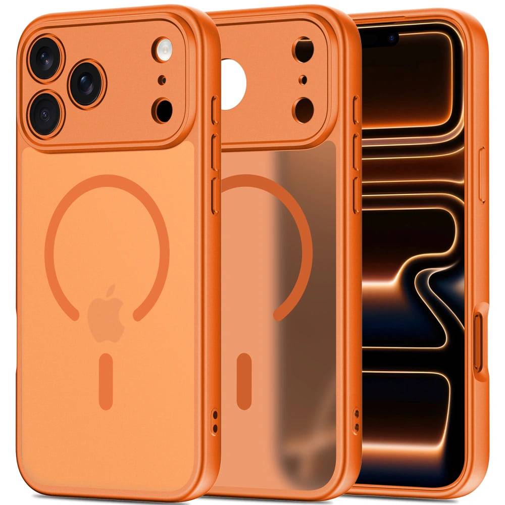 Husa pentru iPhone 17 Pro Max cu protectie pentru lentile si MagSafe EasyCharge, Ghost Series Anti-ingalbenire - Cosmic Orange