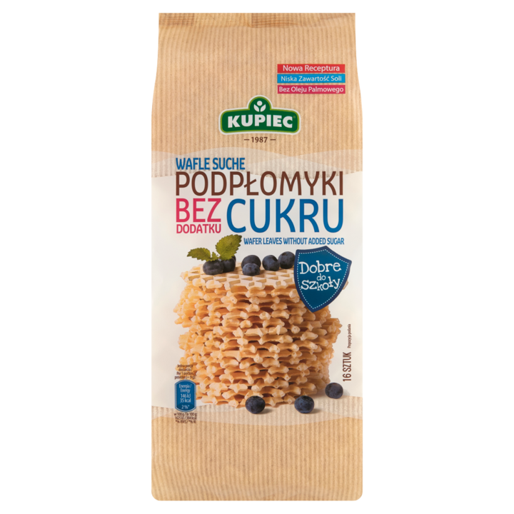 Wafle uscate, Kupiec, fara adaos de zahar, 140 g, 16 bucati
