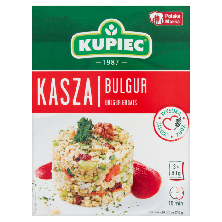 Bulgur Kupiec, 240g, set 3 x 80g, sursa de proteina, bogata in fibre