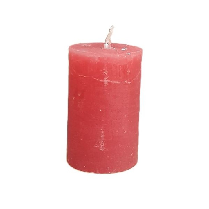 Rusztikus henger gyertya 50x80 mm, 1 darab, piros