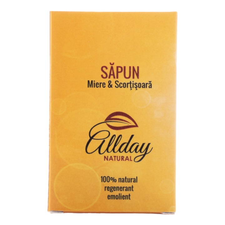 Сапун с мед и канела, alldaynatural, 100 г, натурален, хидратиращ