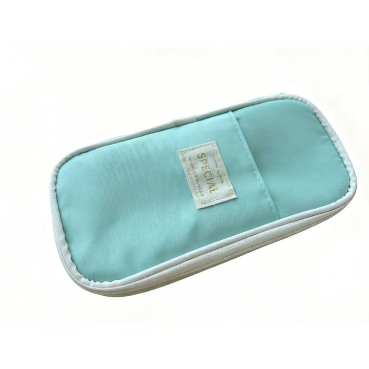 Nagy kapacitású, összecsukható tolltartó, vízálló, kék, 70-100 toll