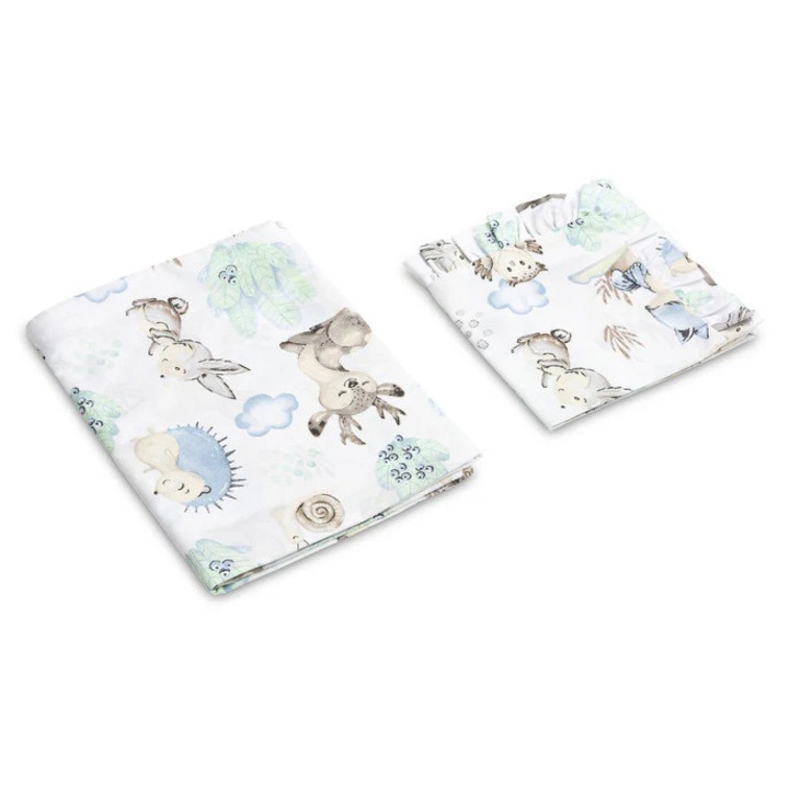 Комплект за детско легло Caretero, 100x135 см, 40x60 см, памук, стилни цветя