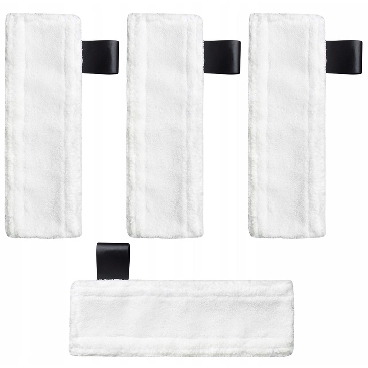 Inlocuire Set 4 Lavete De Rezerva Pentru Mop Kärcher Sc1 Sc2 Sc3 Sc4 Sc5 Easyfix, 34x12 cm, Material 100% Microfibra, Temperatura De Spalare Pana La 60°C, Reutilizabile, Alb