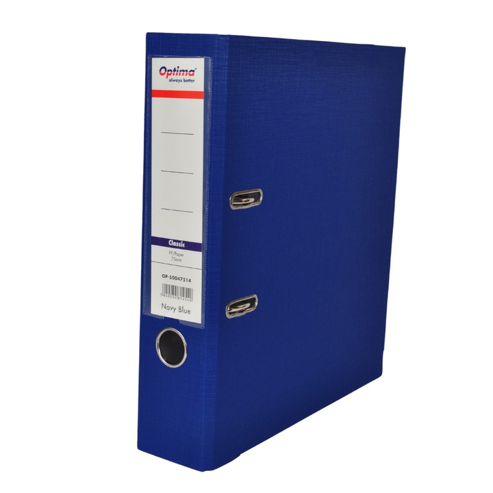 Biblioraft A4, Plastifiat Pp/paper, Margine Metalica, 75 Mm, Optima Classic - Bleumarin