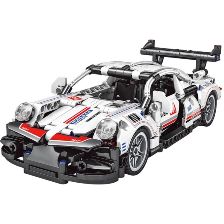 Комплект за сглобяване на спортна състезателна кола, тип Technic, 450 части, тип Лего Порше 911 GT3 RS