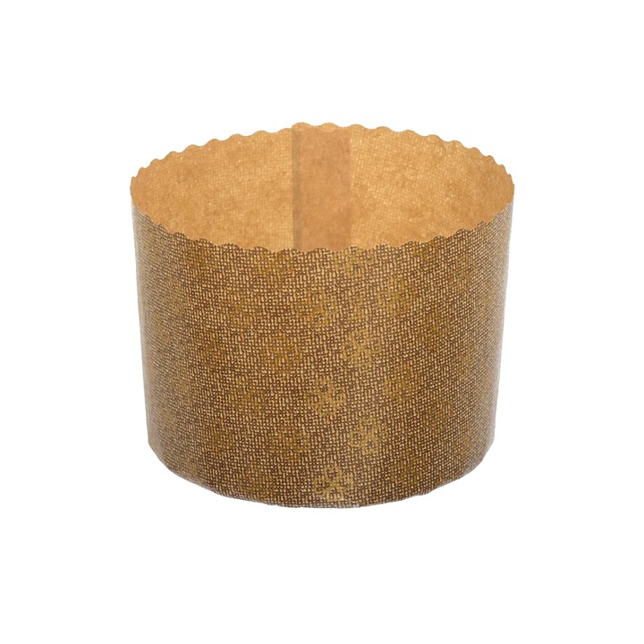 Set 100 buc forma copt Panettone, 500g, 13,4 x 9,5 cm, hartie maro, rezistenta la grasimi, termorezistenta