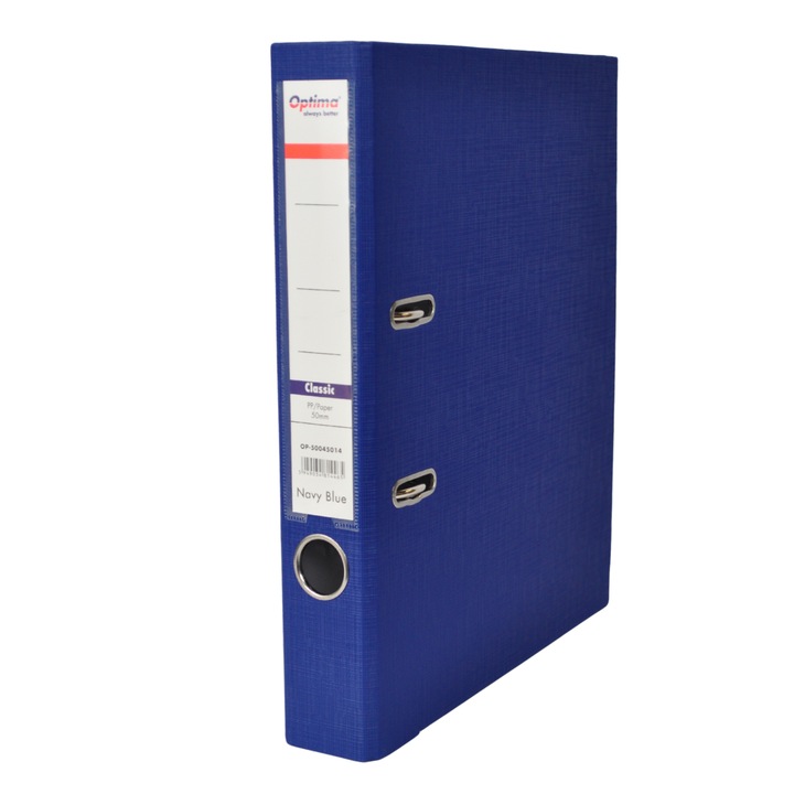 Biblioraft A4, Plastifiat Pp/paper, Margine Metalica, 50 Mm, Optima Classic - Bleumarin