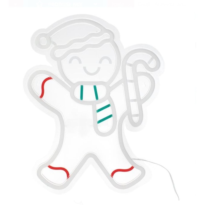 Figurina Om de Turta Dulce cu LED Neon 31.5x40cm – Decor Festiv Gingerbread pentru Craciun Blitz