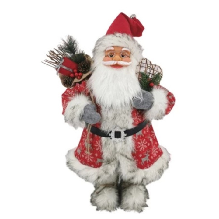 Figurina decoratiune Mos Craciun 90cm (alb−rosu)