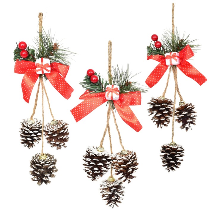 Conuri suspendate cu funda 35 cm, set de 3 bucati