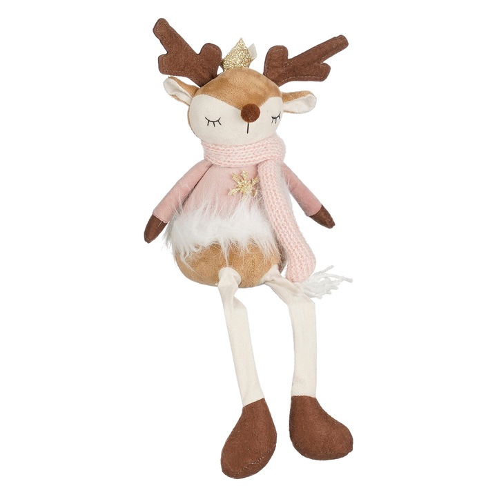 Figurina de Craciun, Ren roz atarnat, 15x11x25/43cm