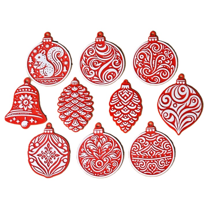 Set decoratiuni Craciun – Fulgi de zapada 3D albi, ornament brad si fereastra, printate 3D, Dual Stax™®