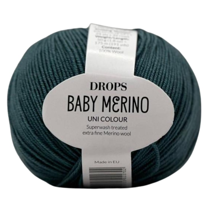 Fir de tricotat DROPS Design, lana merinos extrafina, moale, Verde Padure, 50g, 175m