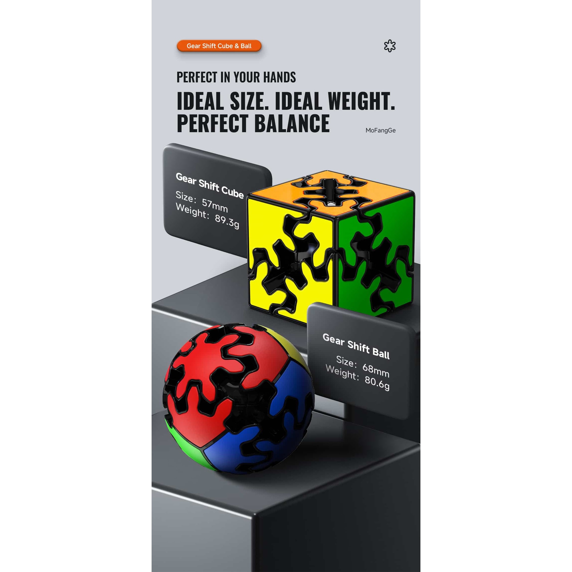 Cub inteligent QY TOYS Gear Ball 2x2x2, multicolor, pentru 4 ani