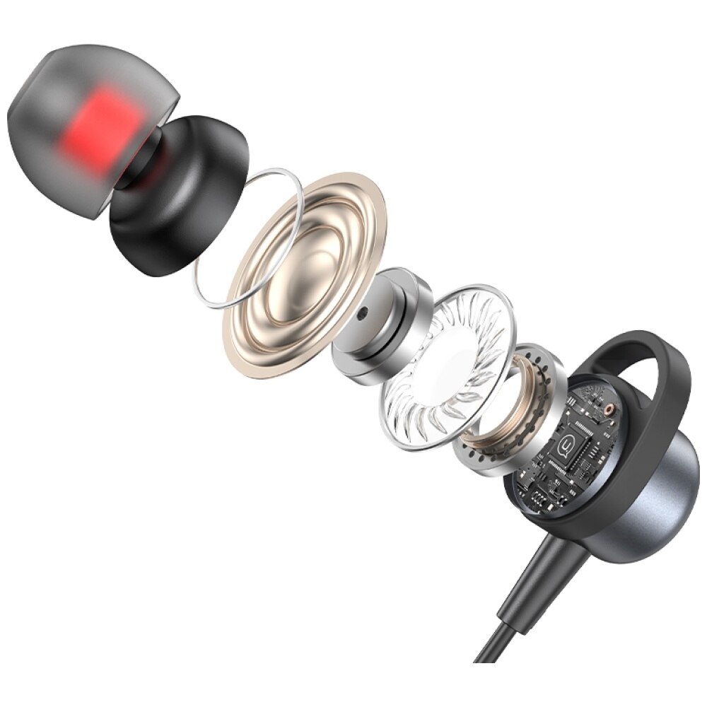 Casti audio cu microfon Usams EP-48, In-ear, USB-C, Negru, Lungime cablu 1.2m