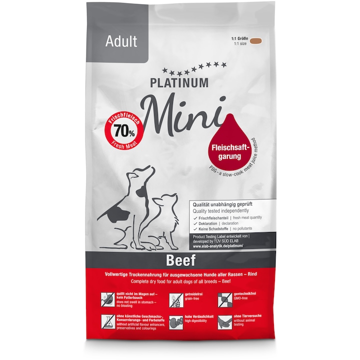 Hrana uscata pentru caini Platinum, Adult, cu Vita, 1.5kg