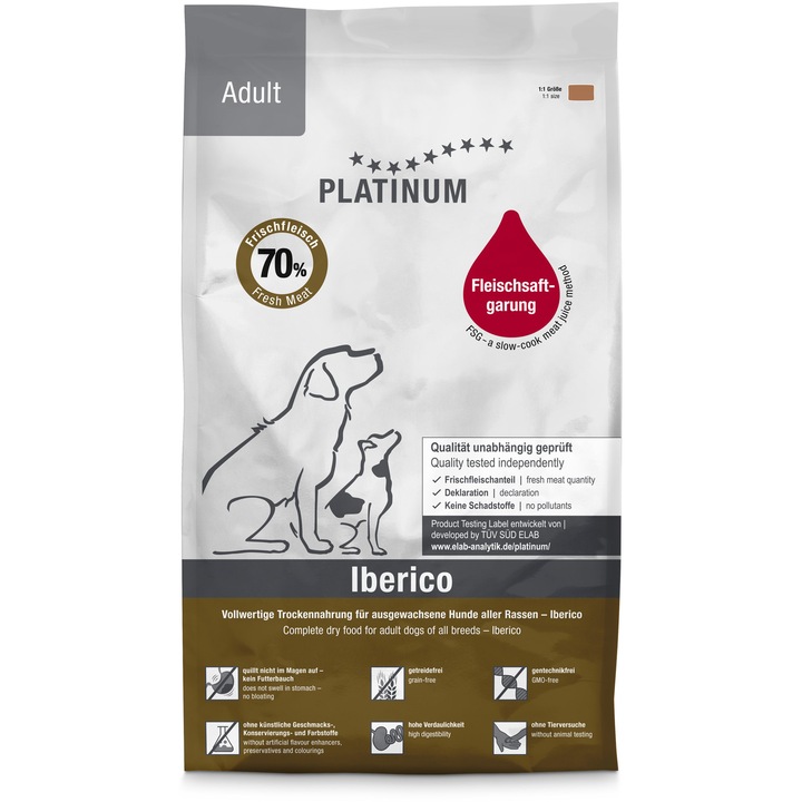 Hrana uscata pentru caini Platinum, Adult, cu Iberico, 5kg