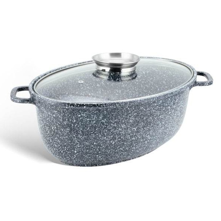 Fazék 8L 38cm Márvány Bevonattal, Tapadásmentes Tepsi Fedővel