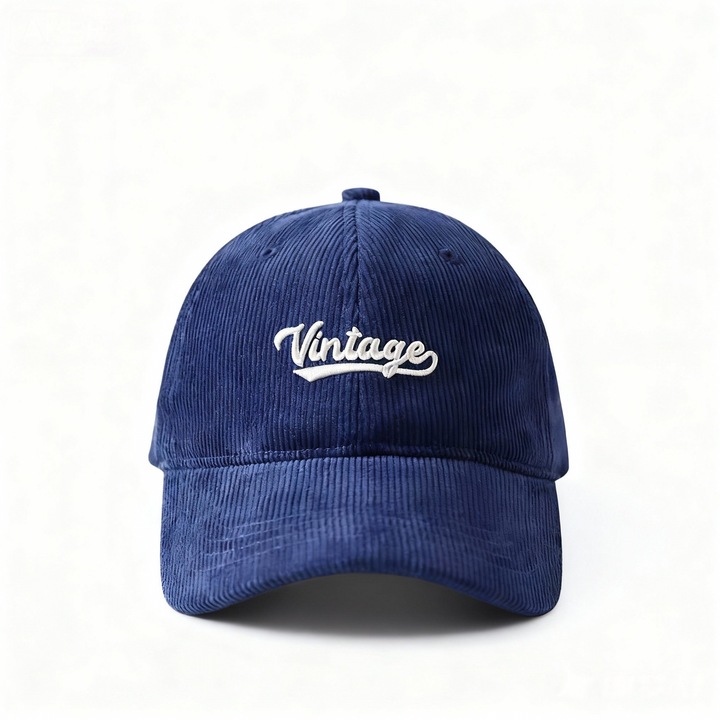 Sapca de baseball din catifea cu inscriptie brodata Vintage, marime universala, potrivita atat pentru barbati, cat si pentru femei, albastru