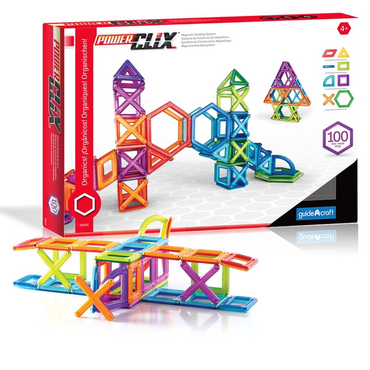 Set de joacă PowerClix Frames, 100 piese, culori translucide, pentru băieți, 4 ani