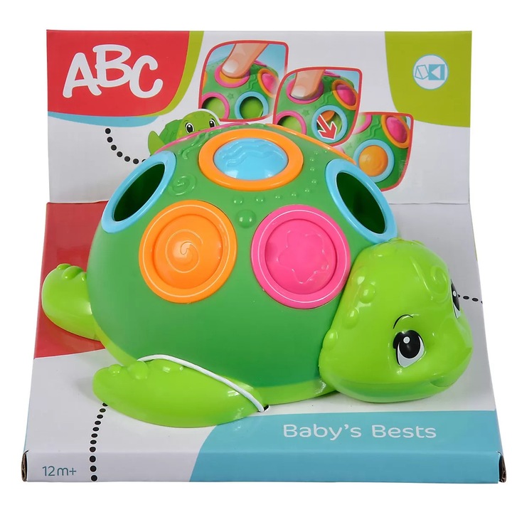 Jucărie interactivă pentru bebeluși, Simba, broscuță țestoasă, dezvoltă coordonarea ochi-mână, culori, 1 an