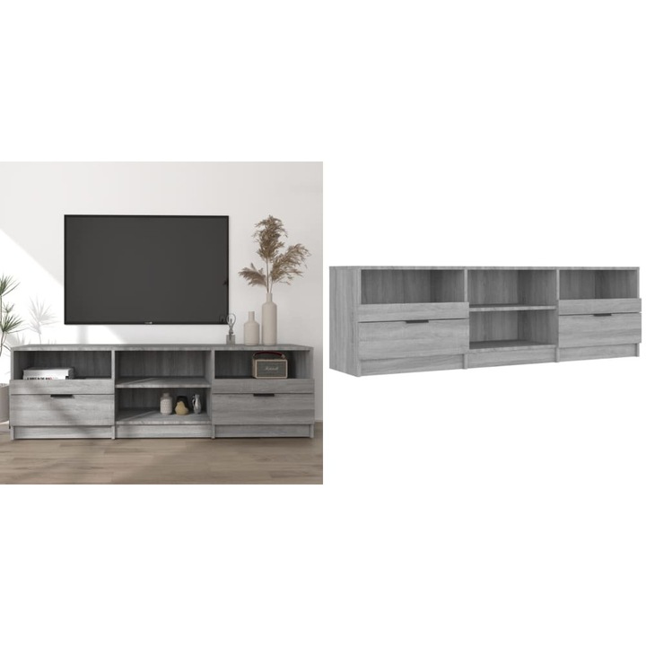 Comoda TV, sonoma gri, 150x33, 5x45 cm, lemn prelucrat