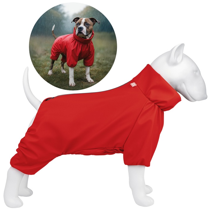 Pelerina de ploaie pentru caini, WAUDOG, impermeabila, rosu, 2XS (XS30)