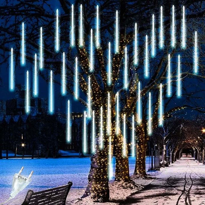 Instalație de Crăciun LED, EDAR, Turturi, 8 Tuburi, 50cm, Alb Rece, 2m