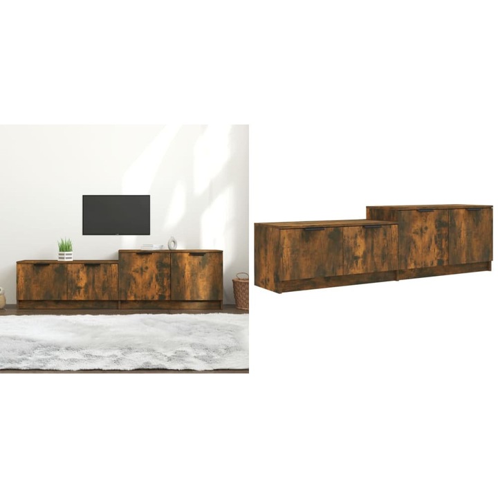 Comoda TV, stejar fumuriu, 158, 5x36x45 cm, lemn prelucrat