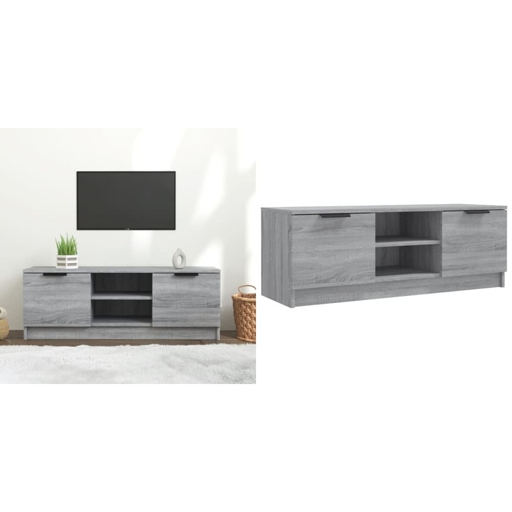 Comoda TV, gri sonoma, 102x35x36, 5 cm, lemn prelucrat