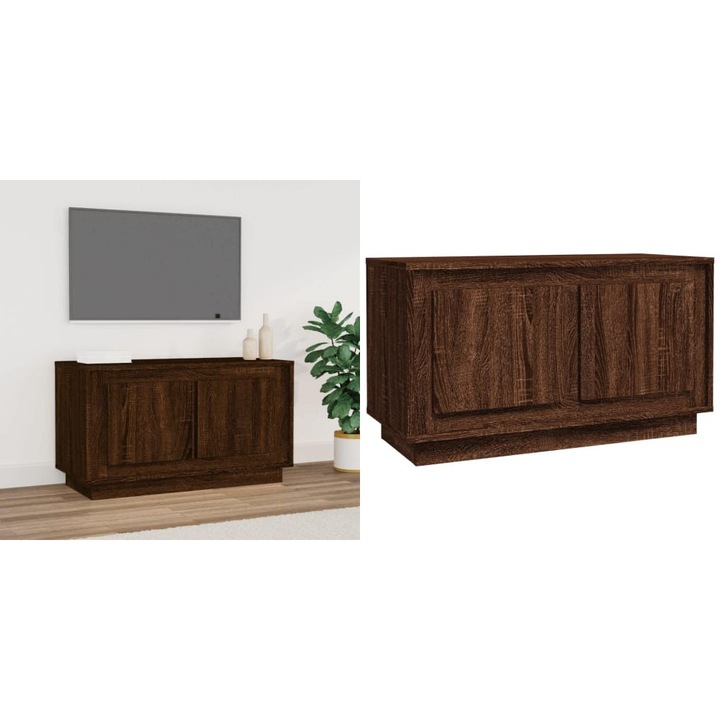 Comoda TV, stejar maro, 80x35x45 cm, lemn prelucrat