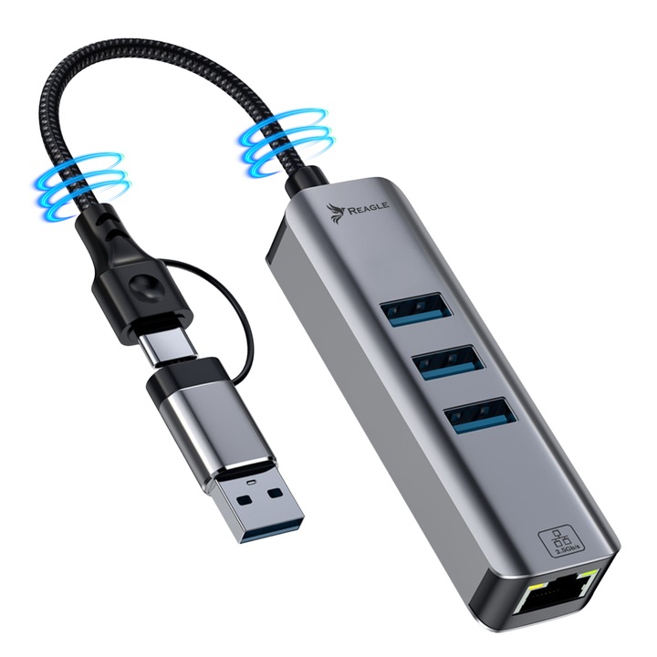 Usb Hub конектор + Usb-C Ethernet адаптер Lan карта Rj45 2.5Gb