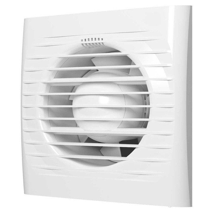 Ventilator baie cu clapeta antiretur VentEurope EASY100BD, diametru 100 mm, debit 97 mc/h, IP24, 14W, silentios, economic, Alb
