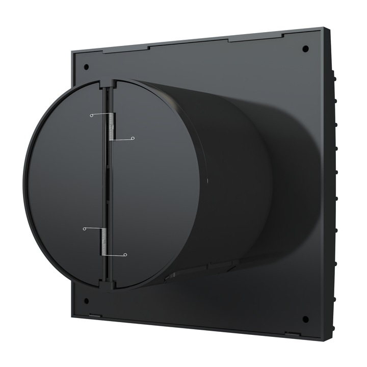 Ventilator baie VentEurope FANCY125BDMB, 125 mm átmérő, 180 mc/h légszállítás, visszacsapó szelep, időzítő, IP24, csendes, gazdaságos, matt fekete