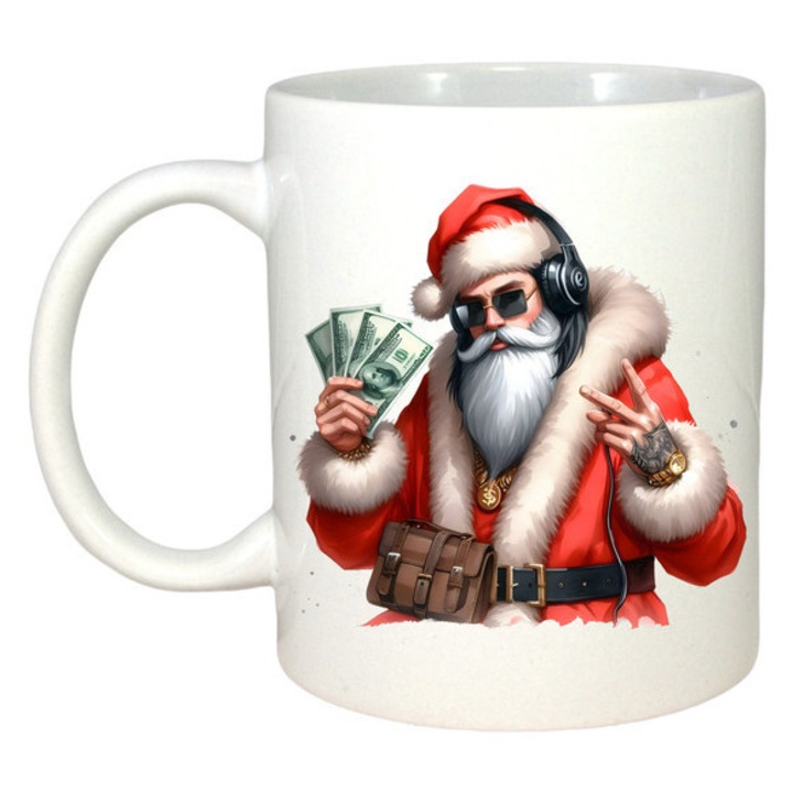 Cana Crăciun, CRI-FLO, Alb, 330 ml, personalizabilă, ideală pentru cadouri