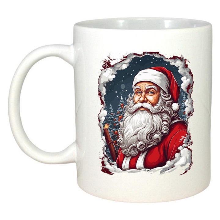 Cana Crăciun Mos Crăciun Portret, Cri-Flo, Alb, 330 ml