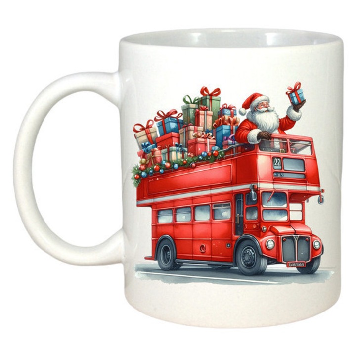 Cana Crăciun, CRI-FLO, Alb, 330 ml, Motive festive