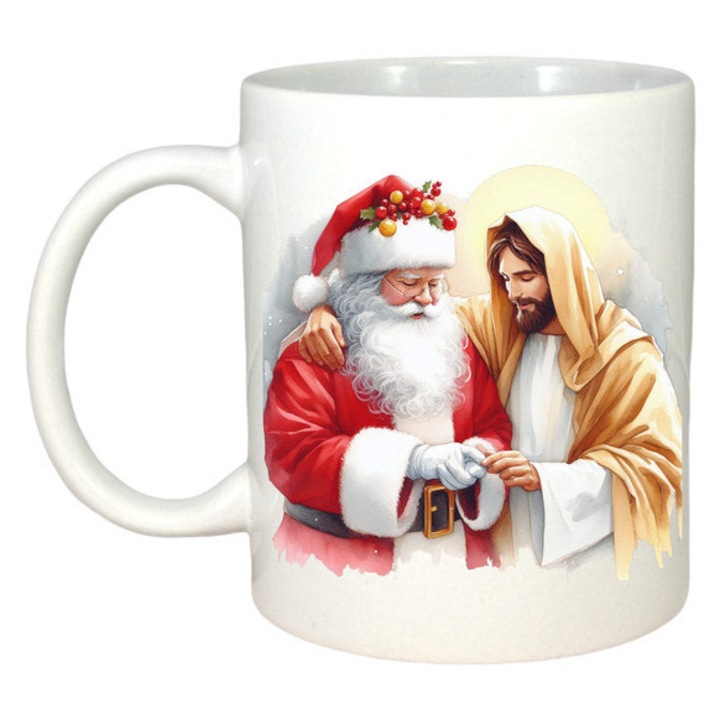 Cana personalizată Crăciun, CRI-FLO, ceramica alba lucioasa, 330 ml