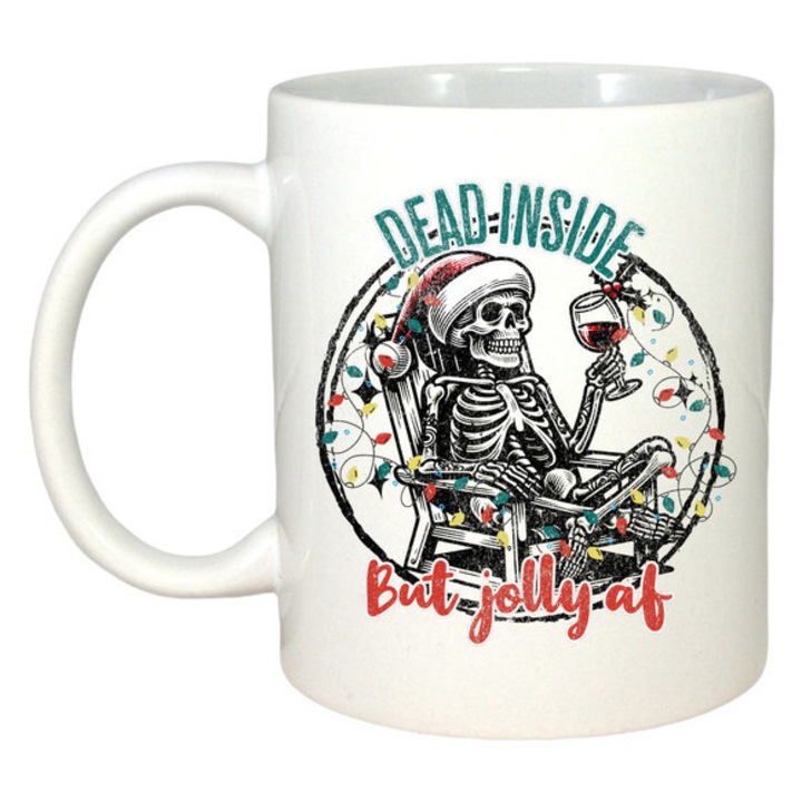 Cana personalizată, CRI-FLO, alb lucios, 330 ml, Crăciun, cadou